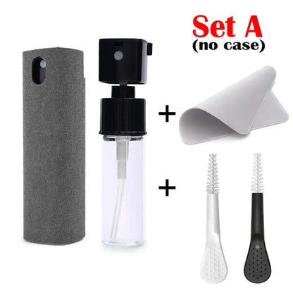 Screen Cleaning Set – Spray, Microfiber Cloth and Brush for Smartphones, Tablets and Laptops