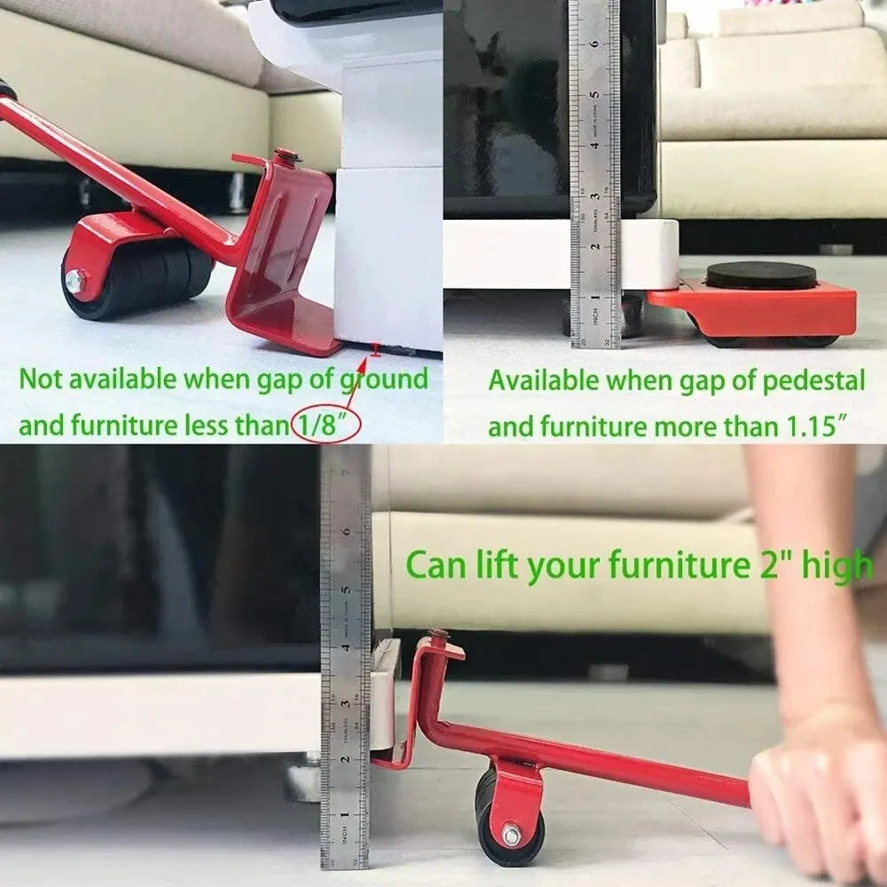 Set of Transport Rollers for Furniture – Robust Lifting Tool for Easy Moving
