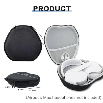 Étui rigide pour AirPods Max avec poche de rangement – Sac de voyage portable et protecteur EVA avec doublure en velours
