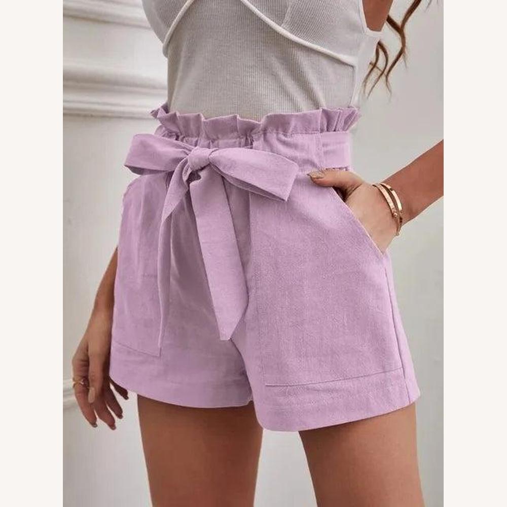 High Waist Women's Denim Shorts with Tied Belt – Summer Elegance and Optimal Comfort