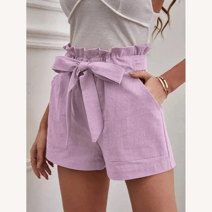 High Waist Women's Denim Shorts with Tied Belt – Summer Elegance and Optimal Comfort