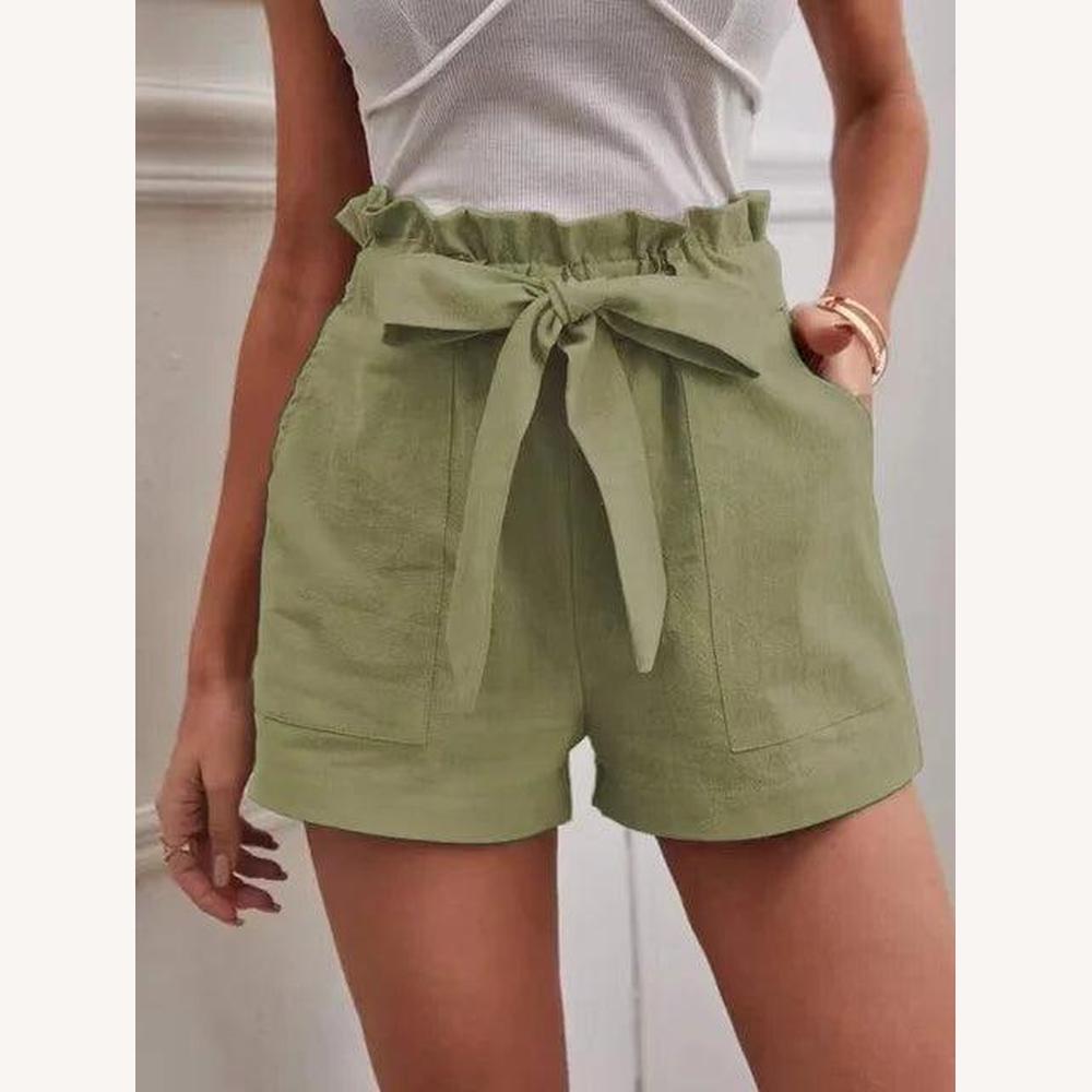 High Waist Women's Denim Shorts with Tied Belt – Summer Elegance and Optimal Comfort