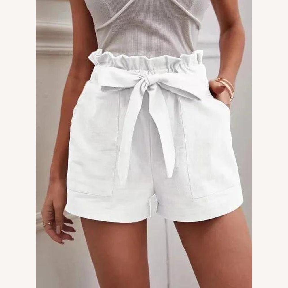 Short en Jean Femme Taille Haute avec Ceinture Nouée – Élégance Estivale et Confort Optimal