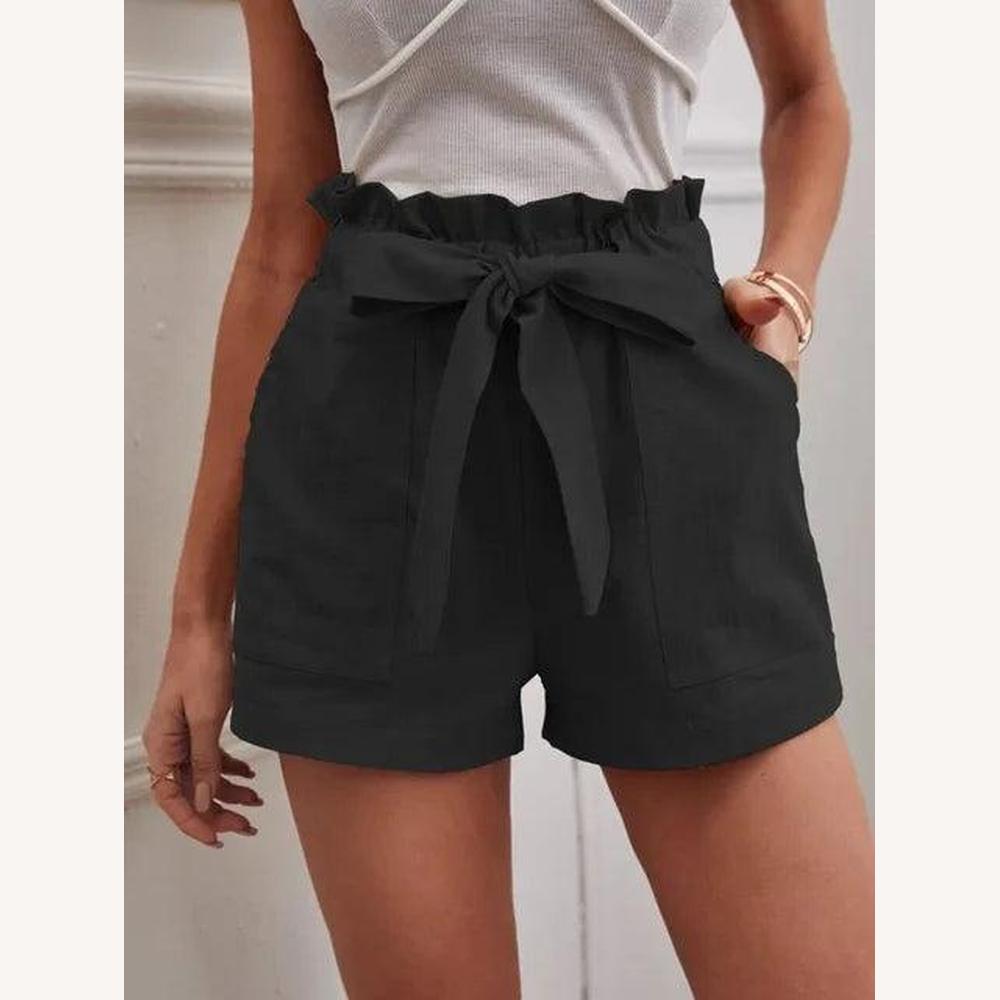 Short en Jean Femme Taille Haute avec Ceinture Nouée – Élégance Estivale et Confort Optimal