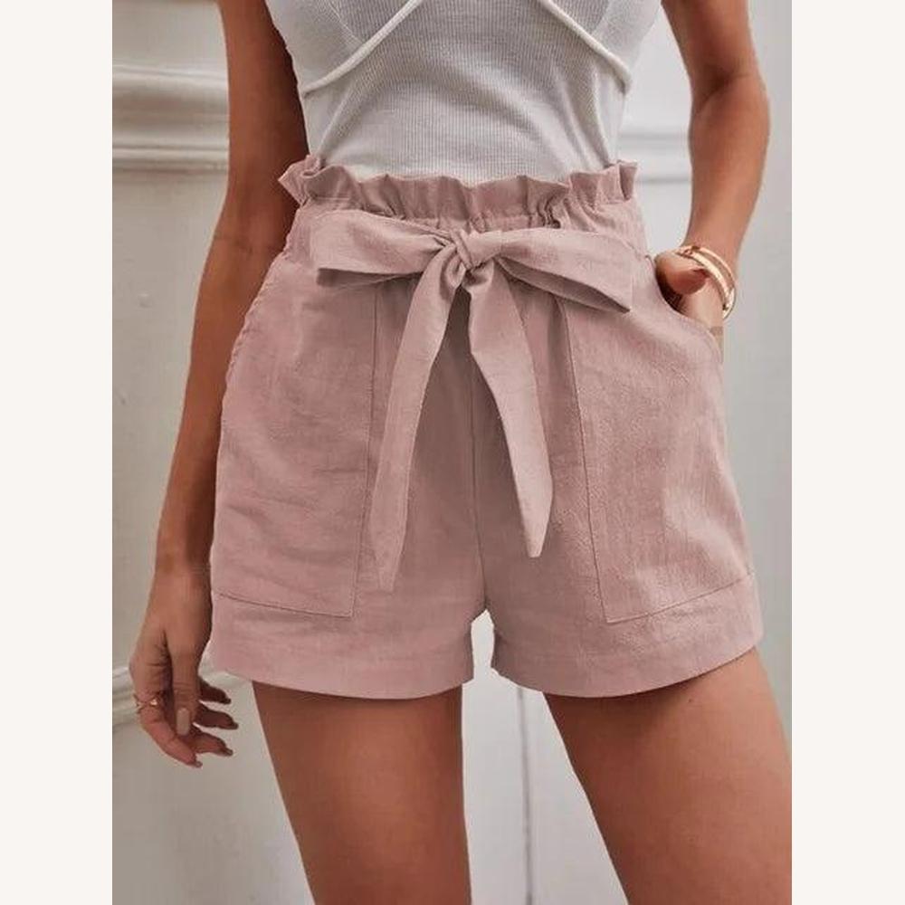 High Waist Women's Denim Shorts with Tied Belt – Summer Elegance and Optimal Comfort