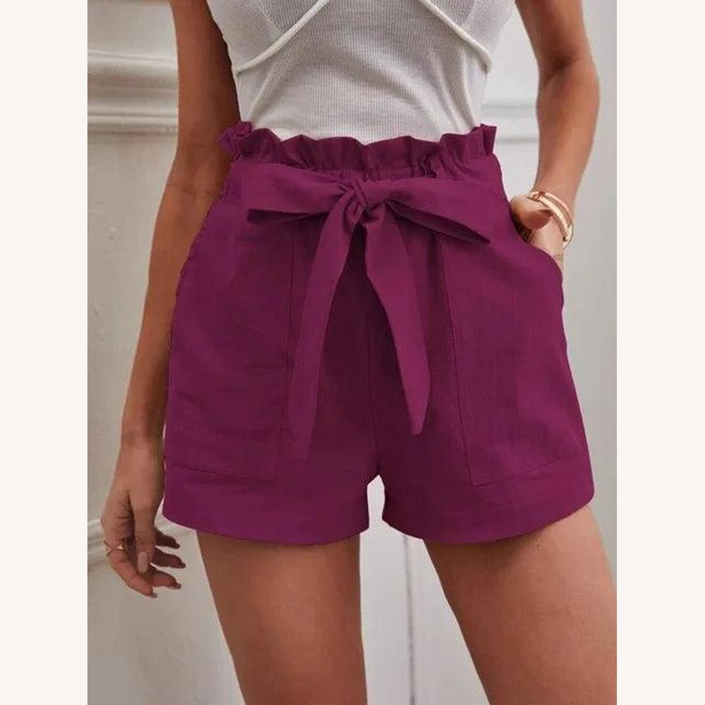High Waist Women's Denim Shorts with Tied Belt – Summer Elegance and Optimal Comfort