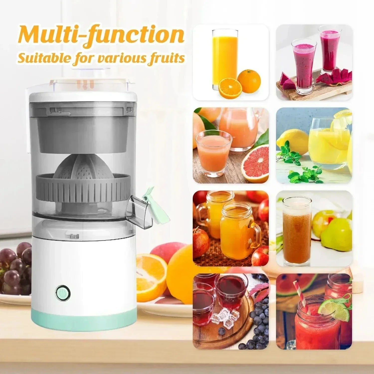 Extracteur de Jus Électrique Portable USB pour Agrumes - 400 ml, Design à Spirale, Séparation des Résidus