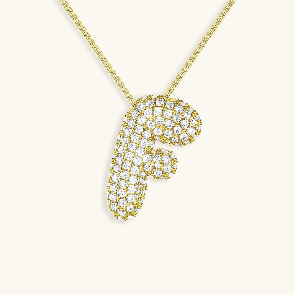 Variant image for Collier Femme Or 18 Carats avec Pendentif Initial et Diamant Simulant 18 pouces-6