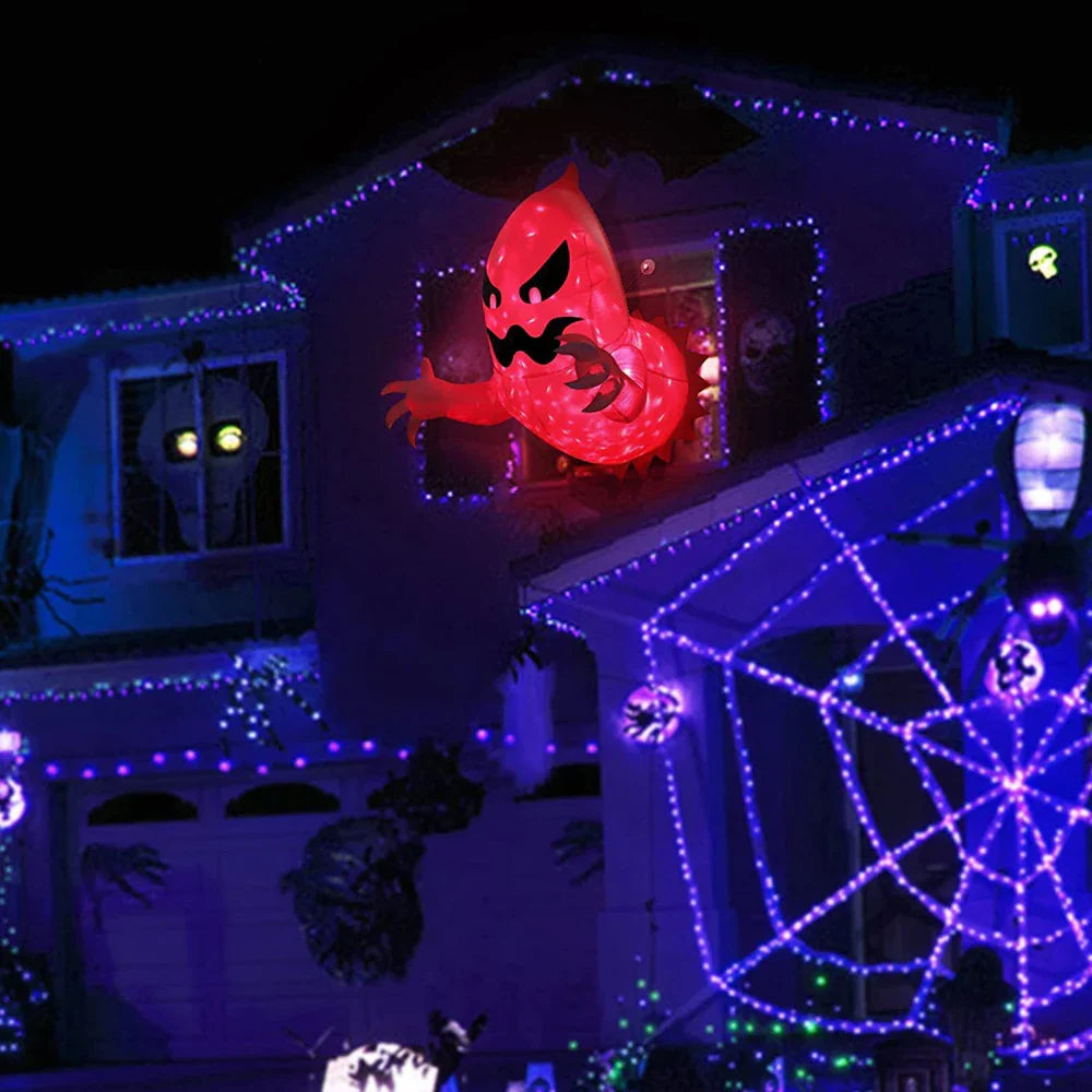 Fantôme Gonflable Halloween de 1,4 m avec Lumières LED – Décoration Extérieure Effrayante