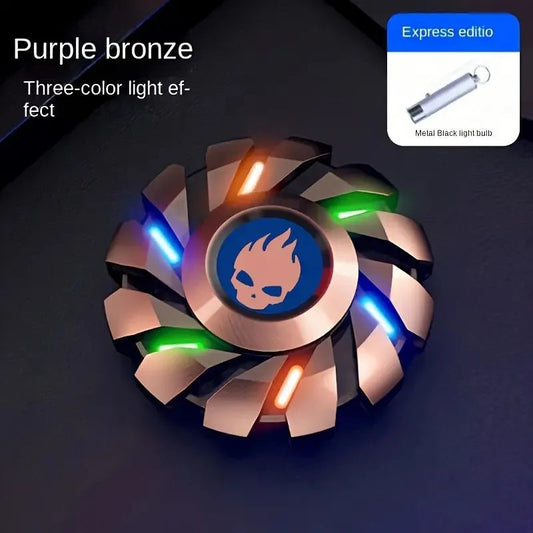 Metallic Light-Up Fidget Spinner with Rainbow LED – Portable Toy to Relieve Stress and Improve Concentration