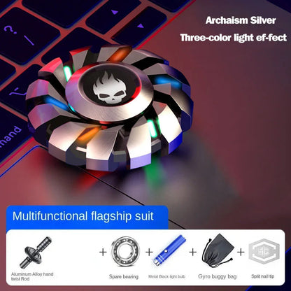 Metallic Light-Up Fidget Spinner with Rainbow LED – Portable Toy to Relieve Stress and Improve Concentration