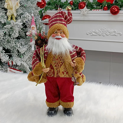30 cm Standing Santa Claus Figurine – Christmas Decoration for Table and Fireplace