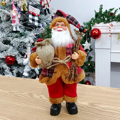 30 cm Standing Santa Claus Figurine – Christmas Decoration for Table and Fireplace