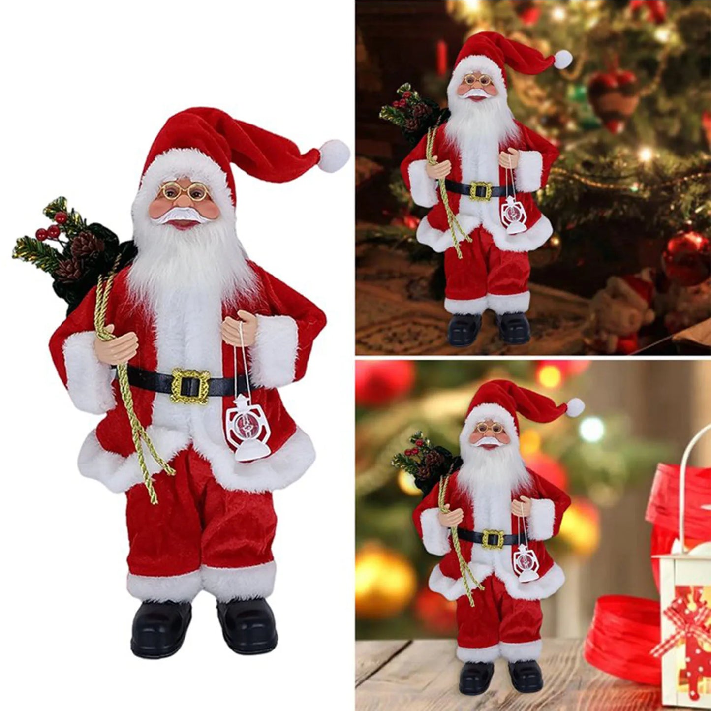 30 cm Standing Santa Claus Figurine – Christmas Decoration for Table and Fireplace