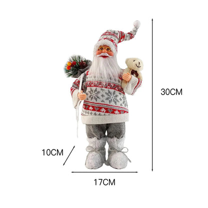 30 cm Standing Santa Claus Figurine – Christmas Decoration for Table and Fireplace