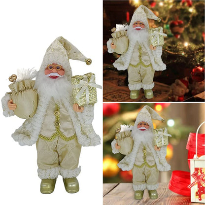30 cm Standing Santa Claus Figurine – Christmas Decoration for Table and Fireplace