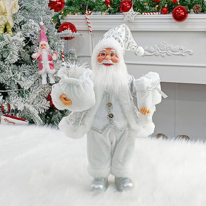 30 cm Standing Santa Claus Figurine – Christmas Decoration for Table and Fireplace