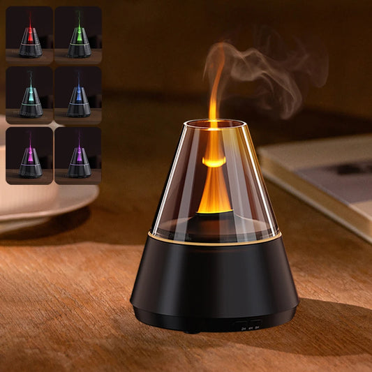 Flame Humidifier and Essential Oil Diffuser with Adjustable LED Lighting – Best Humidifier for Bedroom and Aromatherapy