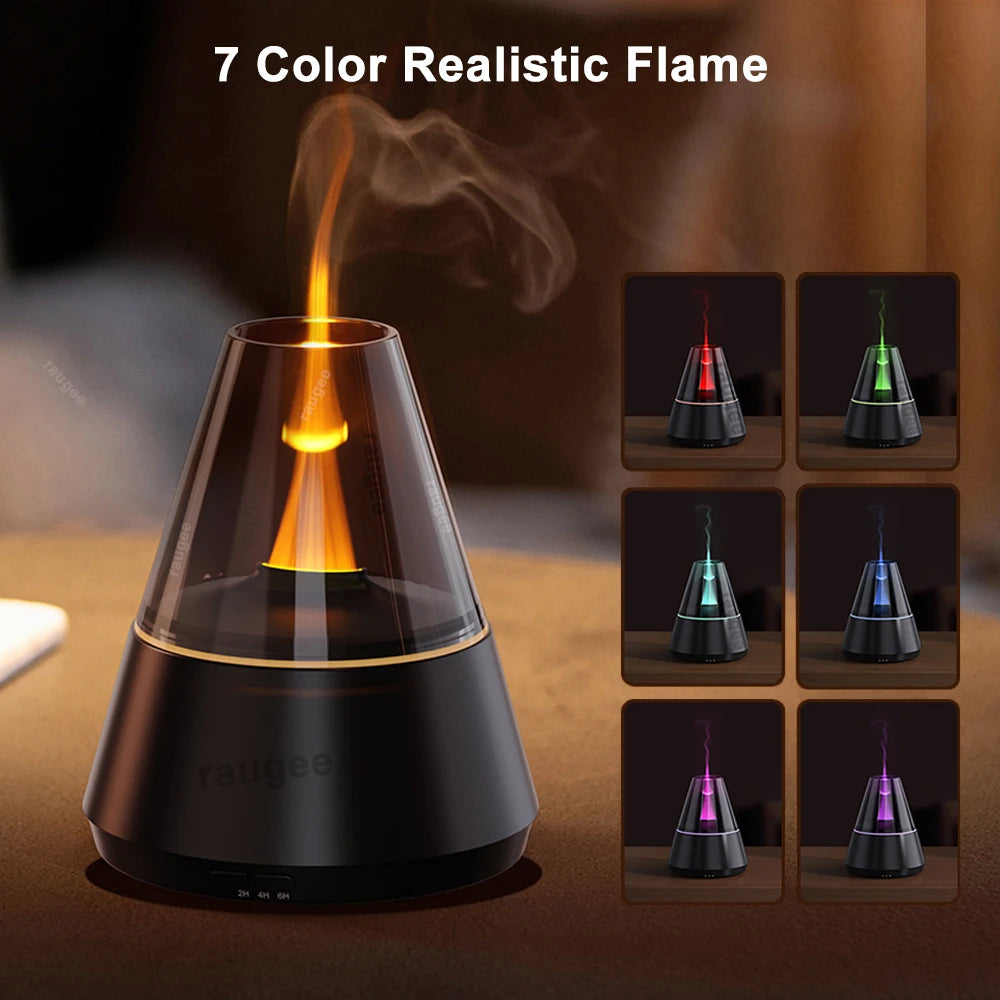 Flame Humidifier and Essential Oil Diffuser with Adjustable LED Lighting – Best Humidifier for Bedroom and Aromatherapy
