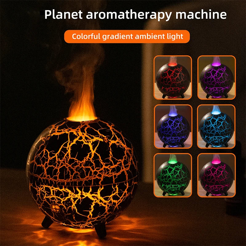 Flame Volcano Essential Oil Diffuser with RGB Night Light – 200ML Aromatherapy Humidifier for Office and Bedroom