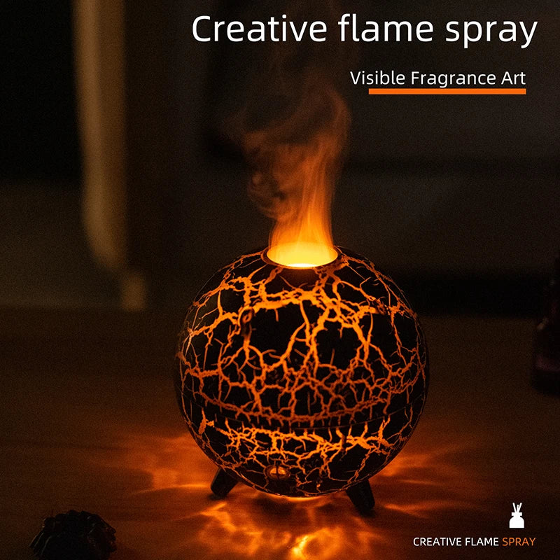 Flame Volcano Essential Oil Diffuser with RGB Night Light – 200ML Aromatherapy Humidifier for Office and Bedroom
