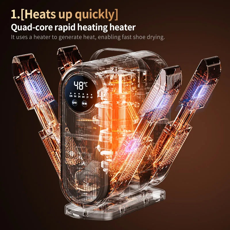 Foldable Electric Shoe Dryer with Timer Control – Intelligent Household Shoe Warmer and Portable Heater