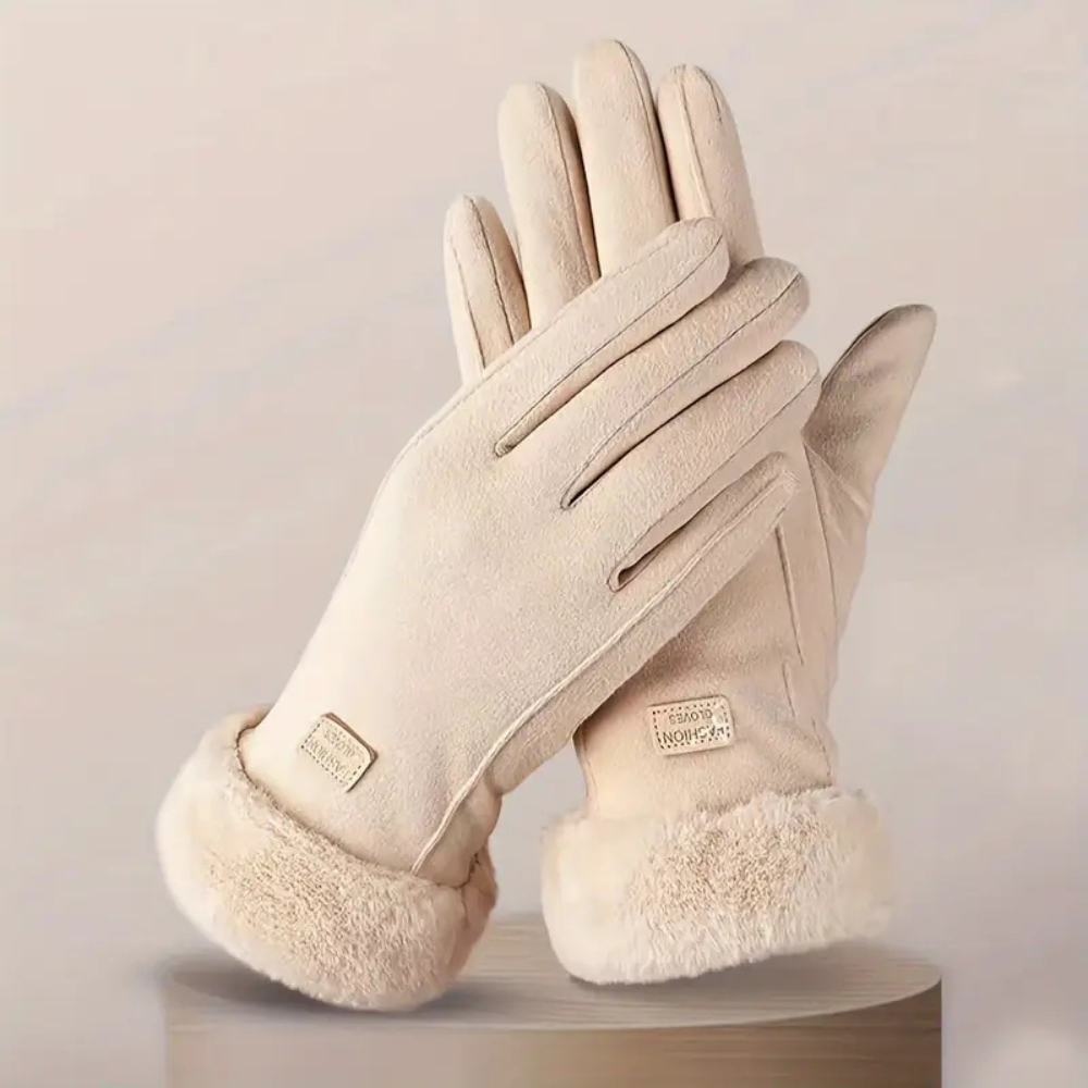 Gants Femme Coupe-Vent en Suède avec Doublure en Peluche – Chic et Pratiques pour Hiver 1