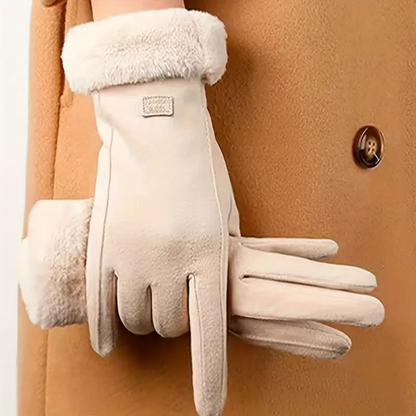 Gants Femme Coupe-Vent en Suède avec Doublure en Peluche – Chic et Pratiques pour Hiver 2