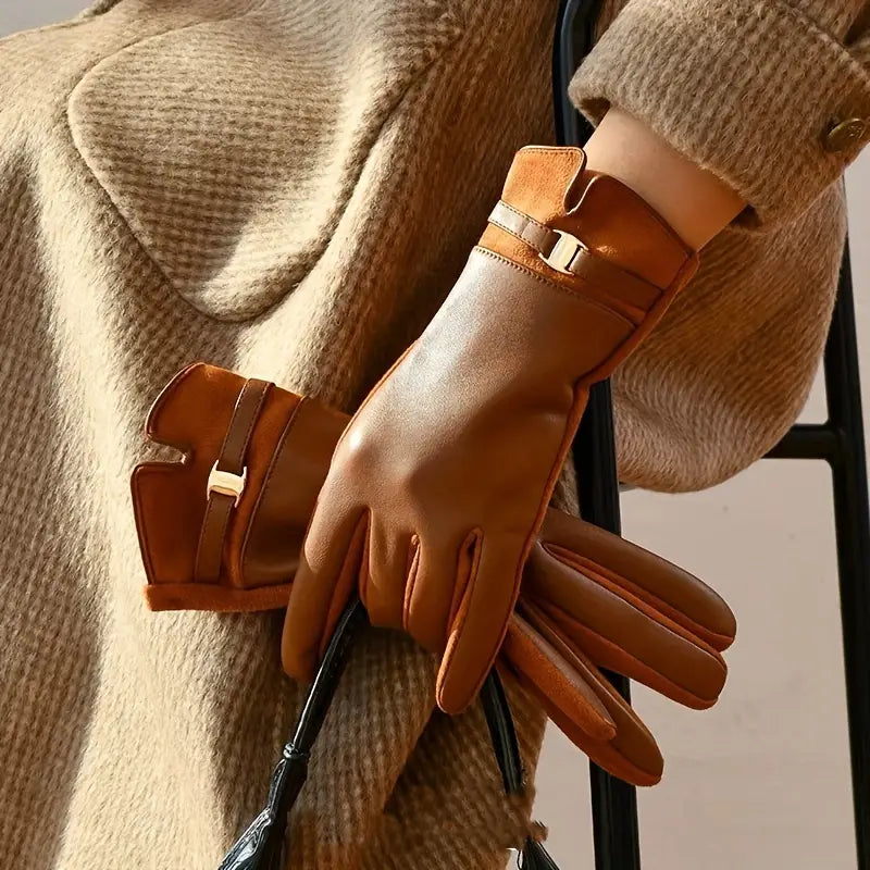 Gants Femme Imperméables en Simili Cuir avec Doublure Chaude - Design Élégant et Ajustement Confortable 3