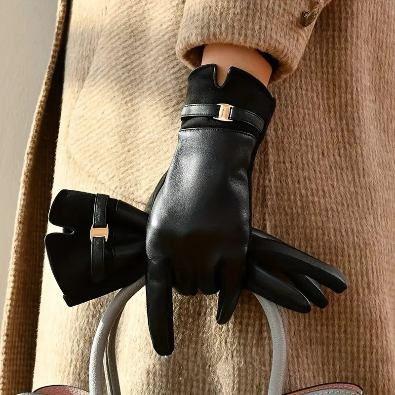 Gants Femme Imperméables en Simili Cuir avec Doublure Chaude - Design Élégant et Ajustement Confortable 5