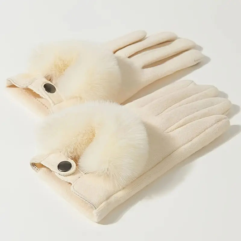 Gants d'Hiver Femme avec Bordure en Fausse Fourrure et Compatibilité Écran Tactile – Design Ajusté et Poignet Élastique 1