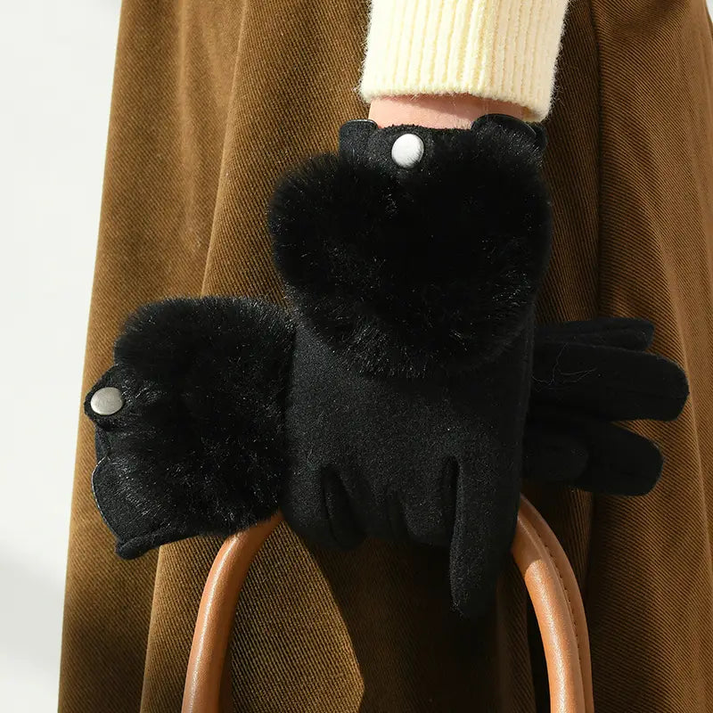 Gants d'Hiver Femme avec Bordure en Fausse Fourrure et Compatibilité Écran Tactile – Design Ajusté et Poignet Élastique 4