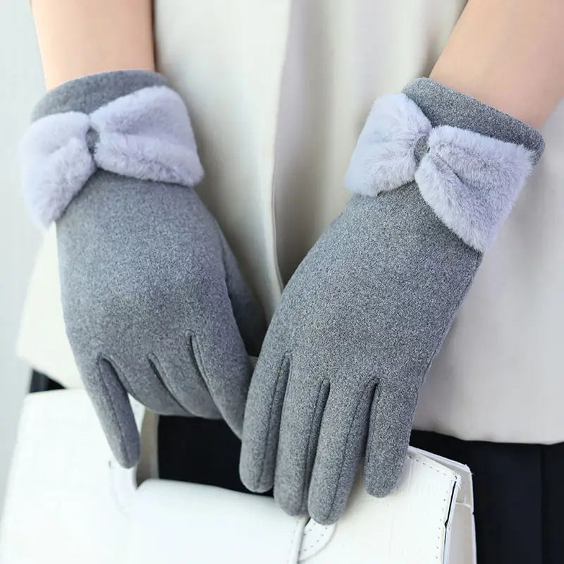 Gants d'Hiver Femme avec Doublure en Polaire et Poignet en Fausse Fourrure – Antidérapants et Compatibles Écrans Tactiles 0