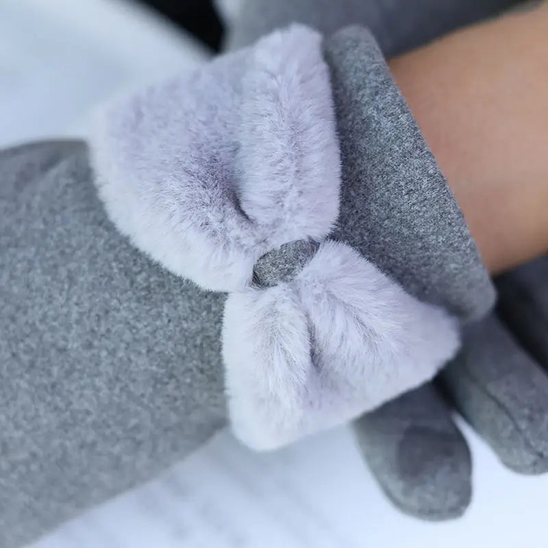 Gants d'Hiver Femme avec Doublure en Polaire et Poignet en Fausse Fourrure – Antidérapants et Compatibles Écrans Tactiles 1