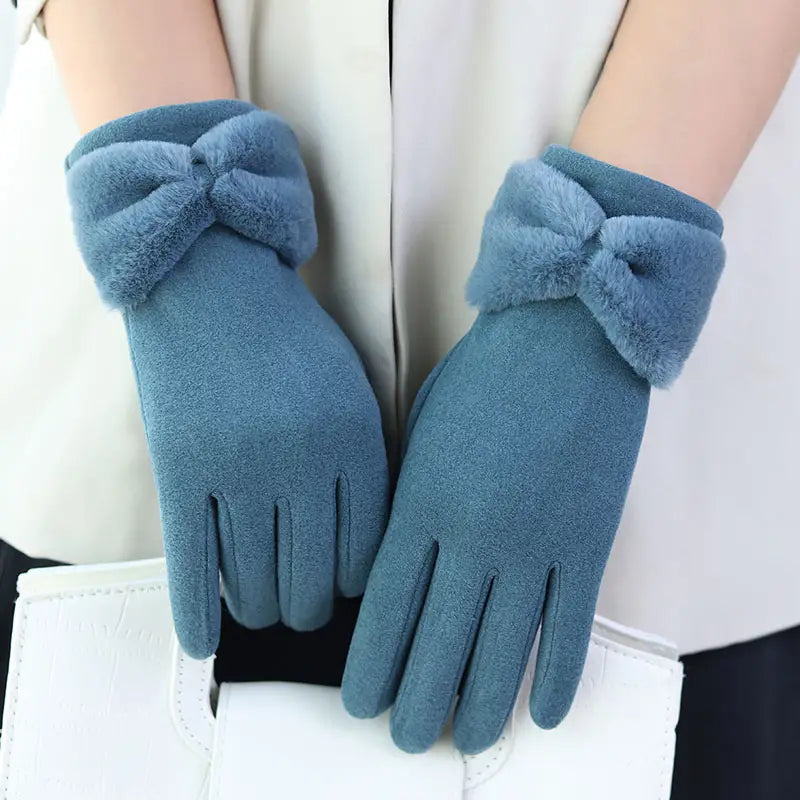 Gants d'Hiver Femme avec Doublure en Polaire et Poignet en Fausse Fourrure – Antidérapants et Compatibles Écrans Tactiles 2