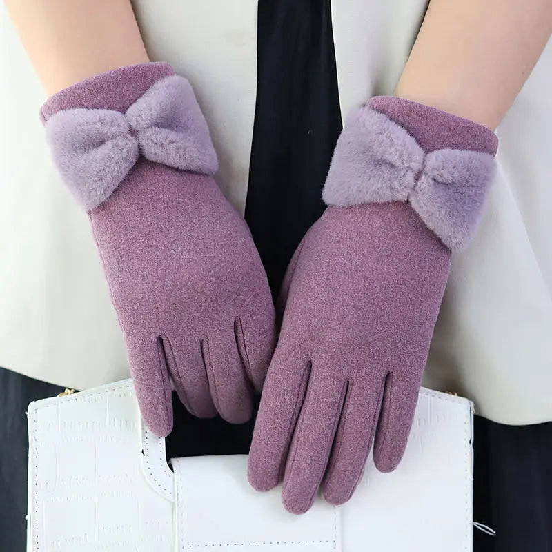 Gants d'Hiver Femme avec Doublure en Polaire et Poignet en Fausse Fourrure – Antidérapants et Compatibles Écrans Tactiles 4