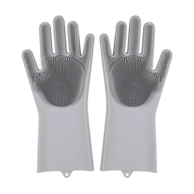 Eco-friendly Silicone Dishwashing Gloves with Built-in Scrubber – Practical Cleaning Tools