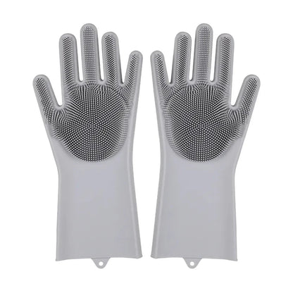Eco-friendly Silicone Dishwashing Gloves with Built-in Scrubber – Practical Cleaning Tools