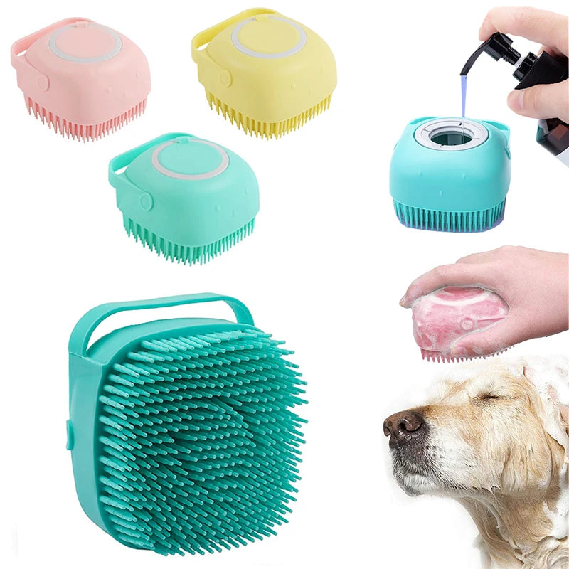 Silicone grooming gloves for dogs with shampoo dispensing - Soft and practical