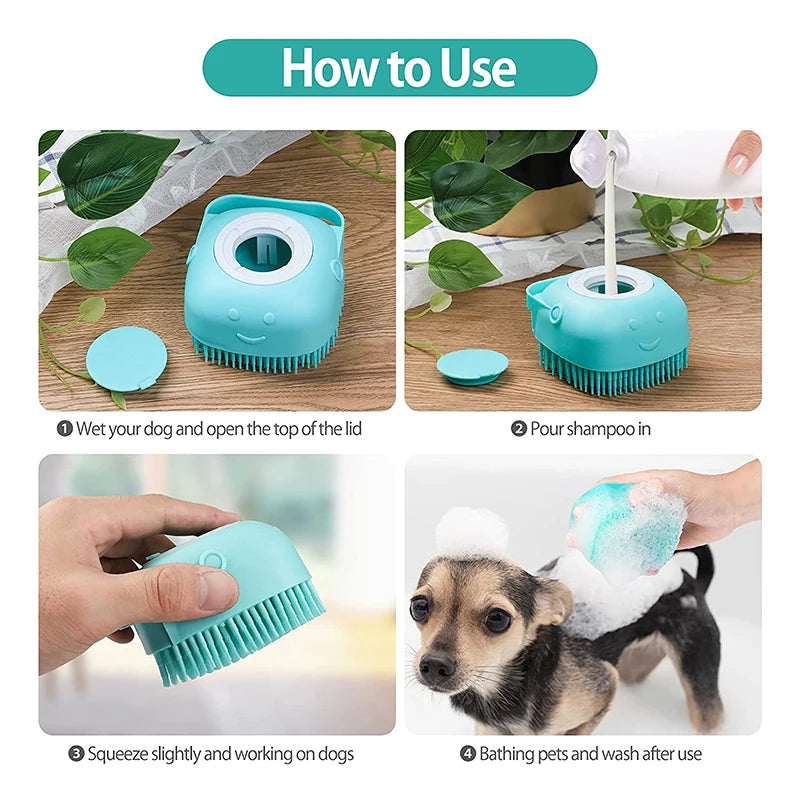 Silicone grooming gloves for dogs with shampoo dispensing - Soft and practical