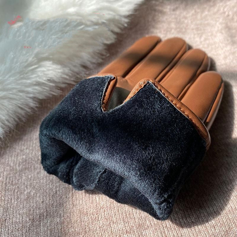 Gants en Simili Cuir pour Femme avec Doublure en Velours – Poignet Festonné 1