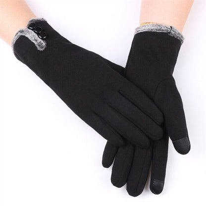 Gants isolants pour femmes avec poignet en fausse fourrure et écran tactile 0