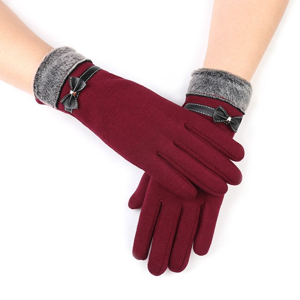 Gants isolants pour femmes avec poignet en fausse fourrure et écran tactile 5