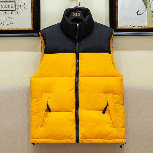 Insulated Sleeveless Puffer Vest for Men – Durable Polyester, Mandarin Collar, Zipped Pockets, Ideal for Winter