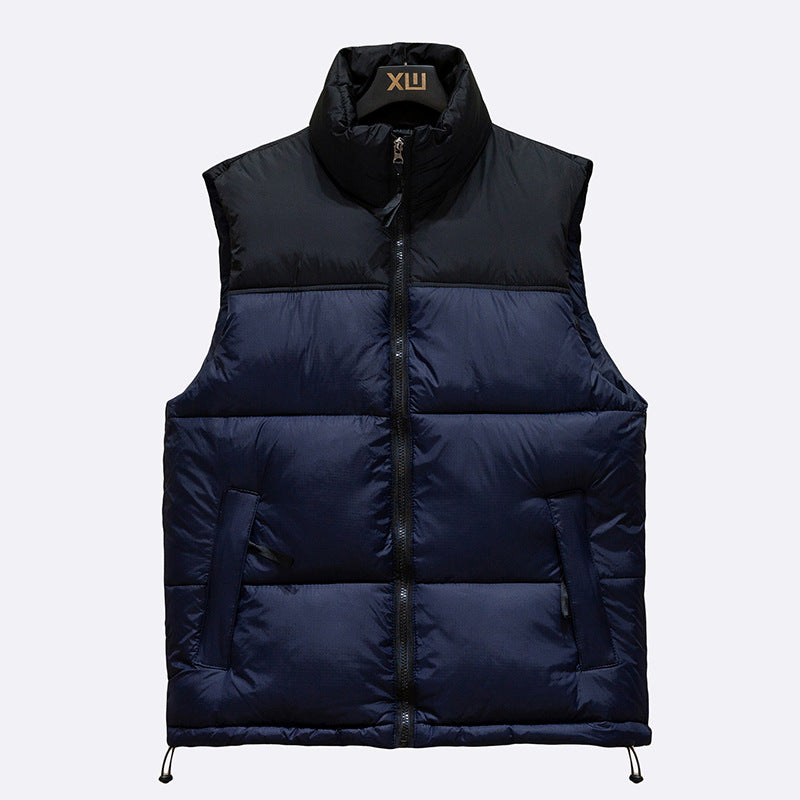 Insulated Sleeveless Puffer Vest for Men – Durable Polyester, Mandarin Collar, Zipped Pockets, Ideal for Winter
