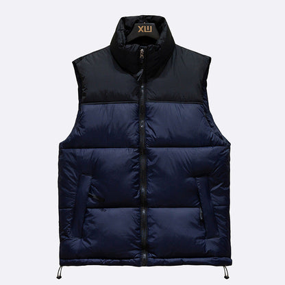 Insulated Sleeveless Puffer Vest for Men – Durable Polyester, Mandarin Collar, Zipped Pockets, Ideal for Winter