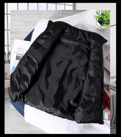 Lightweight Puffer Vest for Men with Stand-up Collar – Casual Polyester Jacket