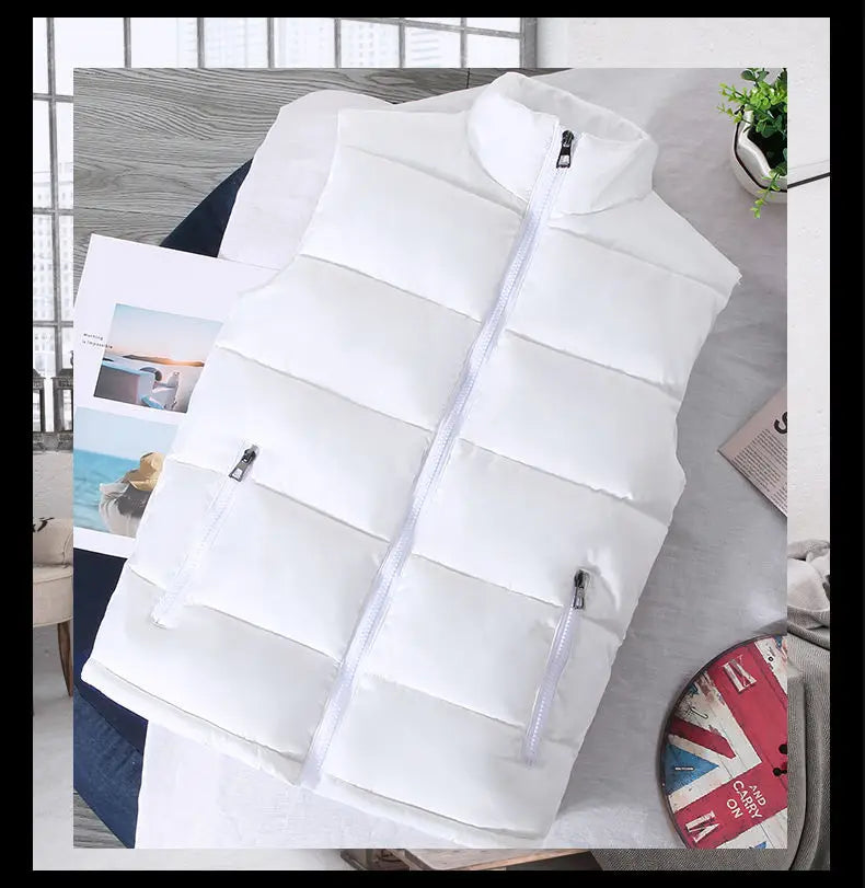 Lightweight Puffer Vest for Men with Stand-up Collar – Casual Polyester Jacket