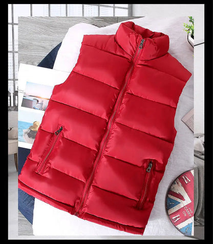 Lightweight Puffer Vest for Men with Stand-up Collar – Casual Polyester Jacket
