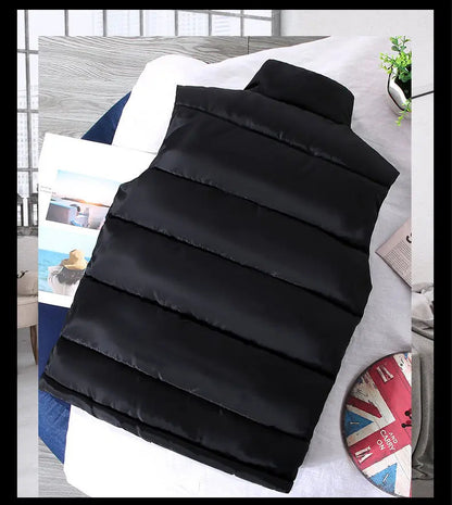 Lightweight Puffer Vest for Men with Stand-up Collar – Casual Polyester Jacket